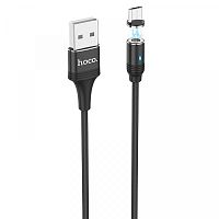 шнур usb - microusb hoco u76 черный 1,2 м, сменный разъем на магните (2 а), нейлон  фото