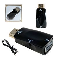 переходник h06 hdmi-m/vga-f пластмассовый black  фото